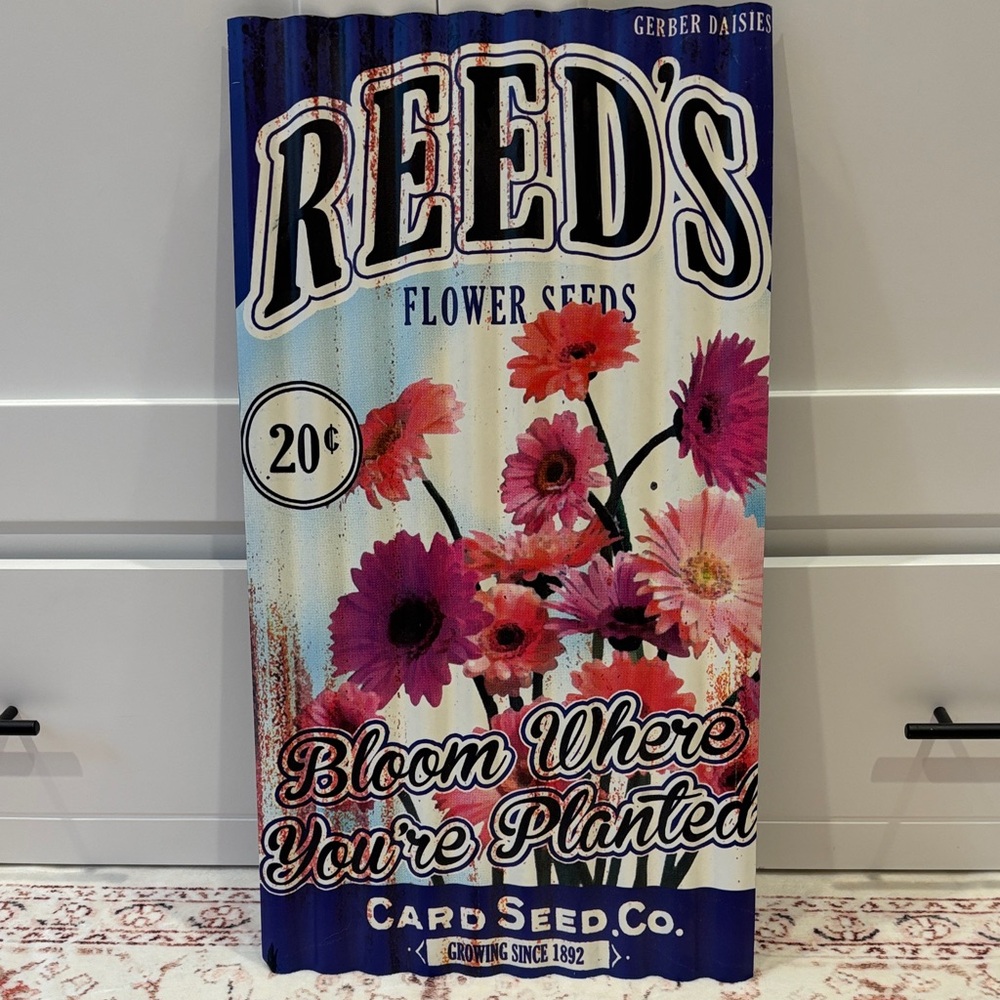 Reed's Flower Seeds Metal Sign